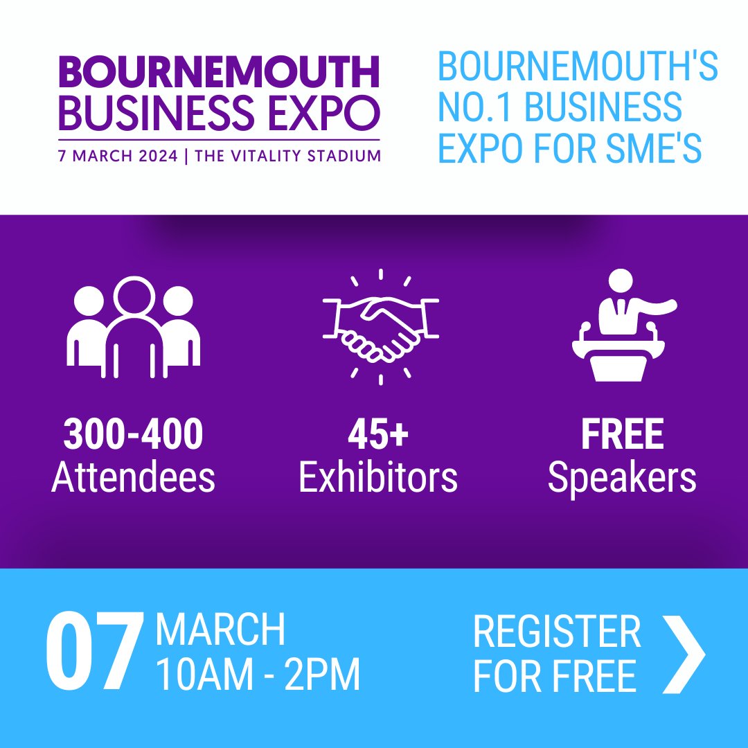 Businesses of #Bournemouth and the surrounding areas, please make sure you attend the region's largest FREE networking event and support the local community! b2bexpos.co.uk/event/bournemo… 💯💥