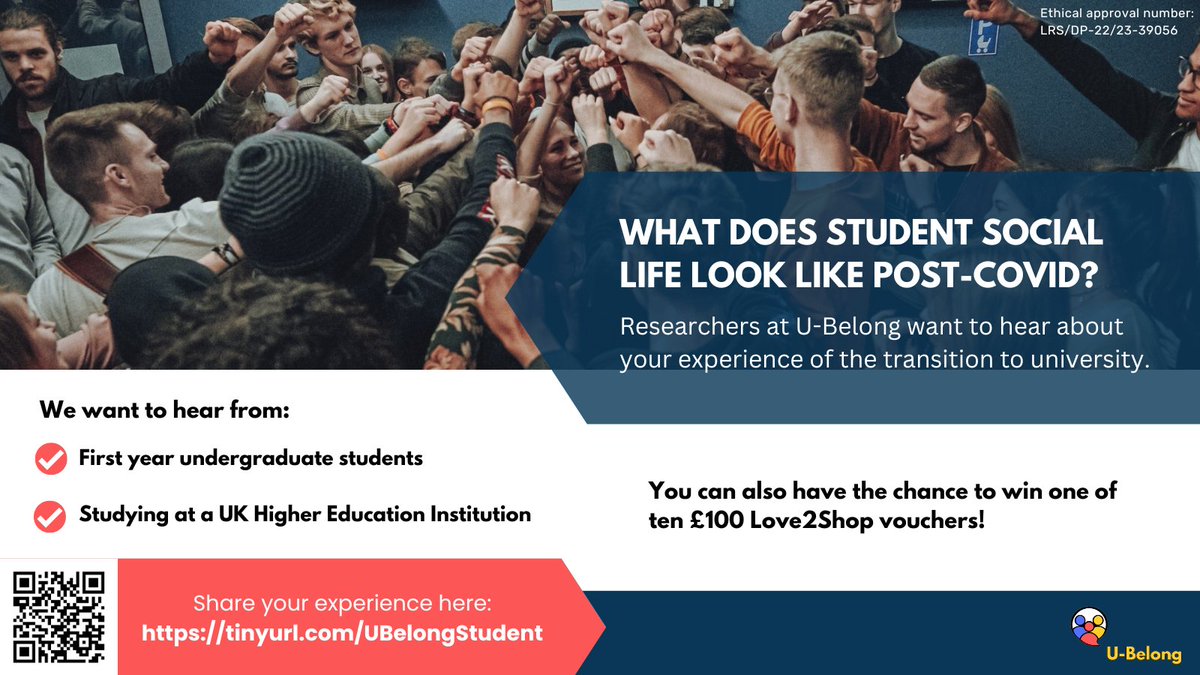 Have your students taken part in the largest study of university social life post-covid? tinyurl.com/ubelongstudent