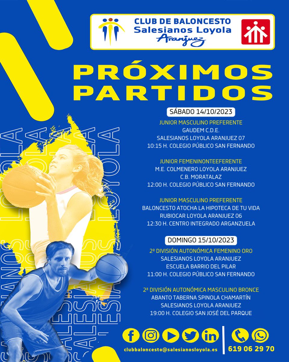 aranjuezspartan's tweet photo. Este finde tenemos faena 💪🏀
#123Loyola #Club #Baloncesto #Salesianos #Loyola #Aranjuez #Rubiocar #SolucionesCriogenicas #MEColmenero https://t.co/HwZfOnVwd3