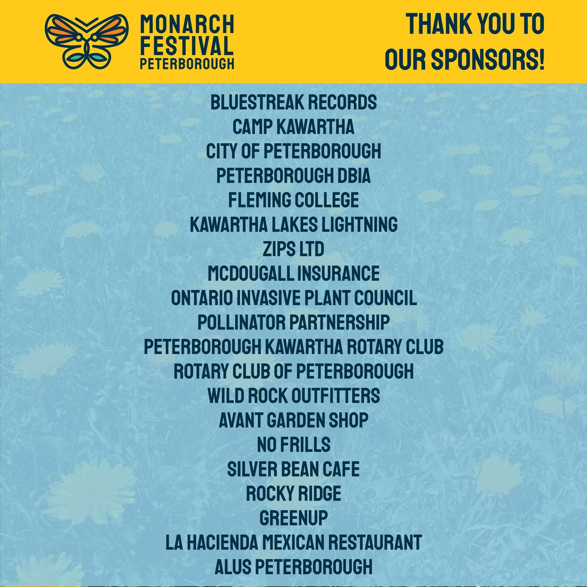 monarch_ultra's tweet photo. Our 10km Monarch Run &amp; Festival are happening this Sunday, October 15! This wouldn't be happening without our AMAZING sponsors. We'd like to extend another huge thanks to everyone who supported us all the way here. Thank you - our community is what makes Peterborough so special! https://t.co/dtVO8fQlmf