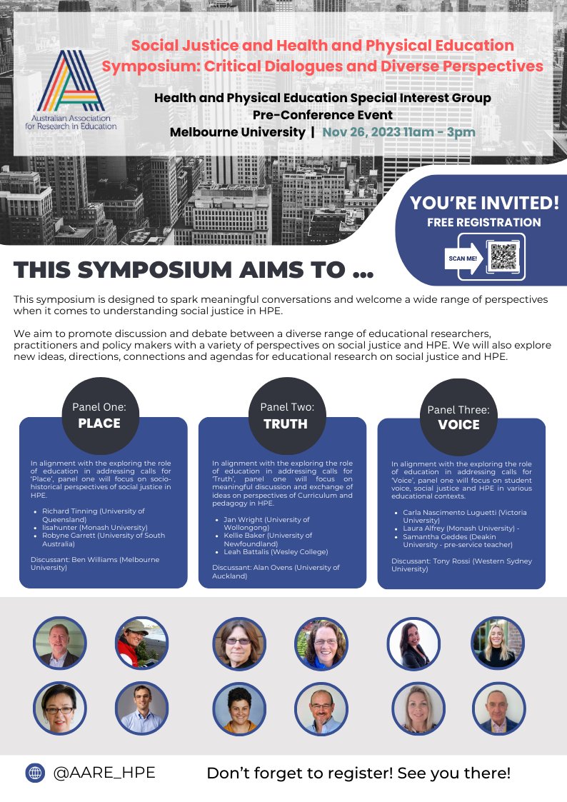 Have you registered? AARE HPE SIG Pre-Conference 2023, Sunday, November 26th 2023!! Free Event - Registration required - In person only eventbrite.com.au/e/aare-hpe-sig…