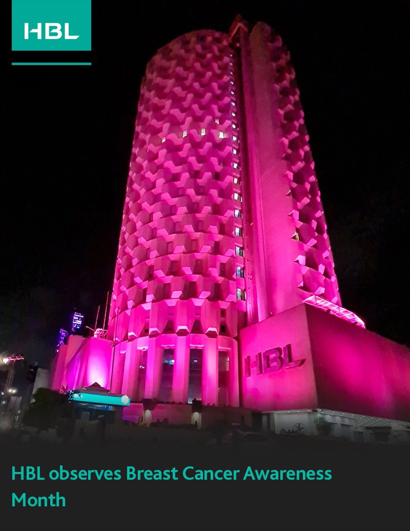 HBL Plaza, Karachi, was illuminated in pink to observe the Breast Cancer Awareness Month (October 2023) and spread awareness of this potentially fatal disease. HBL believes in creating a safer and healthier future for women. #BreastCancerAwareness #PinkPlaza #Pinktober
