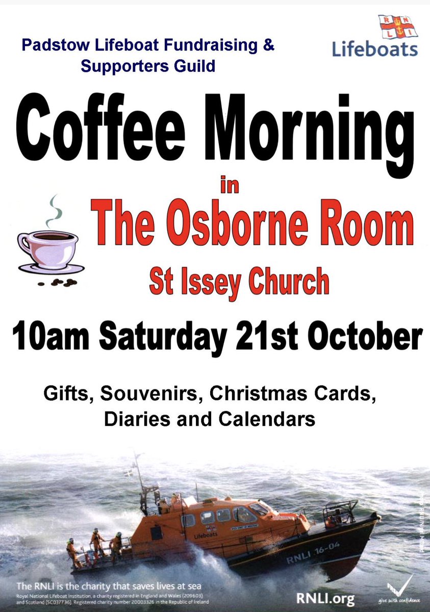 Come and meet friends in St Issey #coffeemorning #rnli