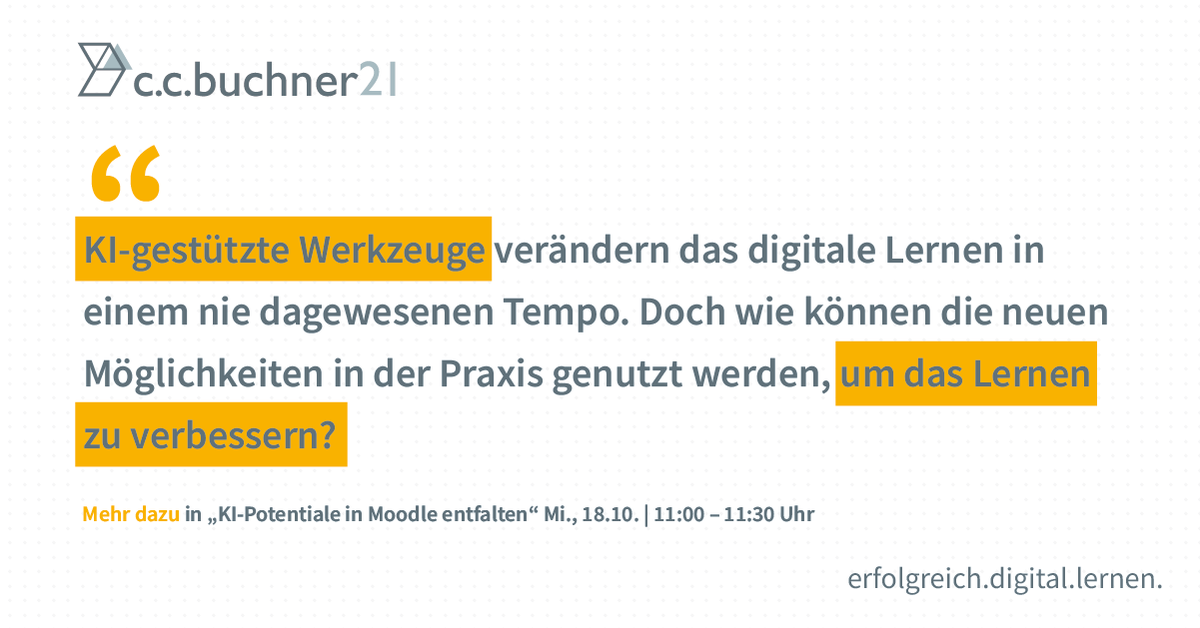 #KI Potentiale in #Moodle entfalten 🚀 | #Webinar am 18.10. um 11 Uhr