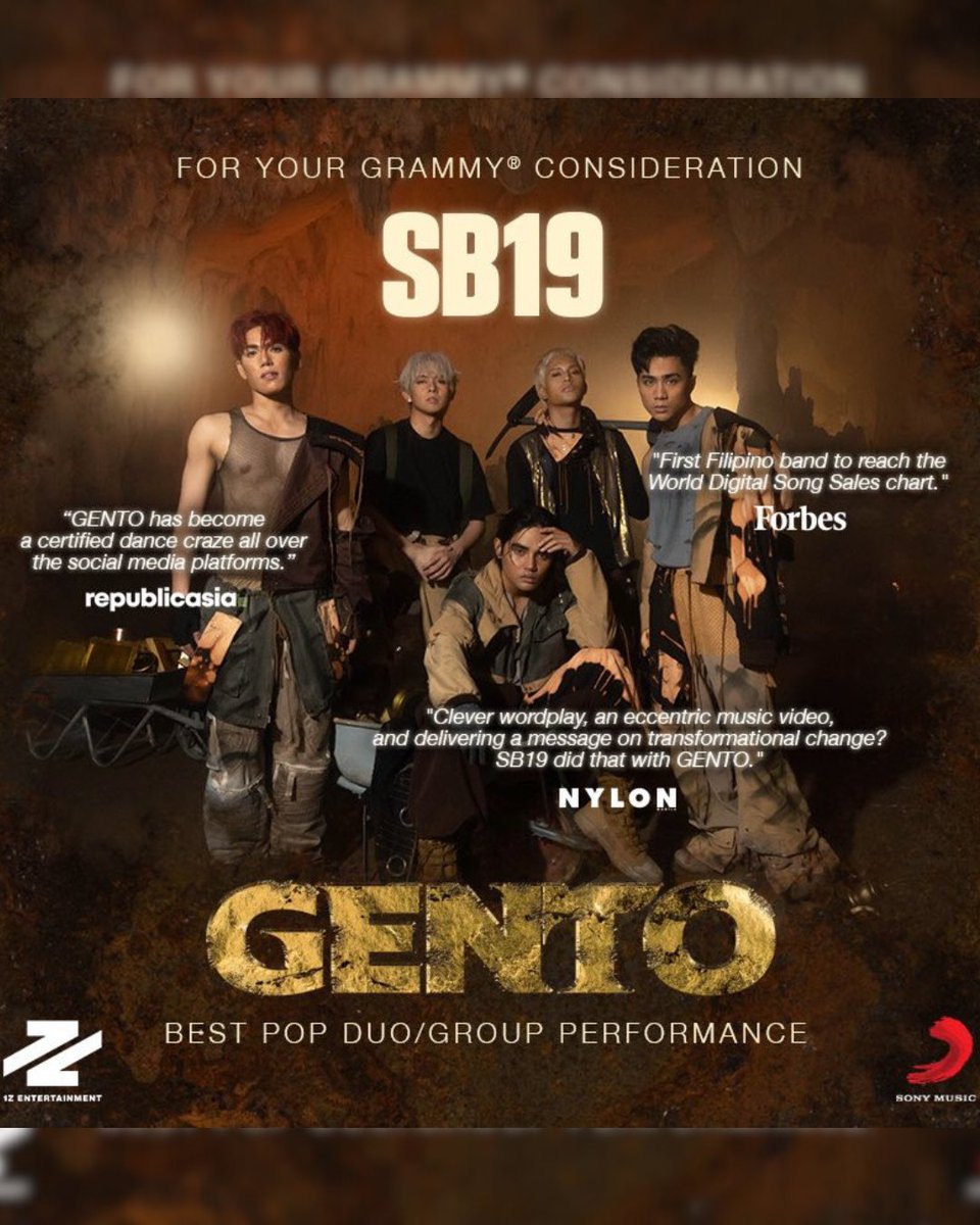 PhilSTAR L!fe (@philstarlife) on Twitter photo LET'S MAKE HISTORY, A'TIN!
<a href="/SB19Official/">SB19 Official</a>'s GENTO is an approved entry to the Grammys.
#GetSB19GrammyNominated #SB19RoadToGrammyNomination
#ForYourGrammyConsideration
📷: <a href="/sonymusicph/">Sony Music Philippines</a> LET'S MAKE HISTORY, A'TIN!
<a href="/SB19Official/">SB19 Official</a>'s GENTO is an approved entry to the Grammys.
#GetSB19GrammyNominated #SB19RoadToGrammyNomination
#ForYourGrammyConsideration
📷: <a href="/sonymusicph/">Sony Music Philippines</a>