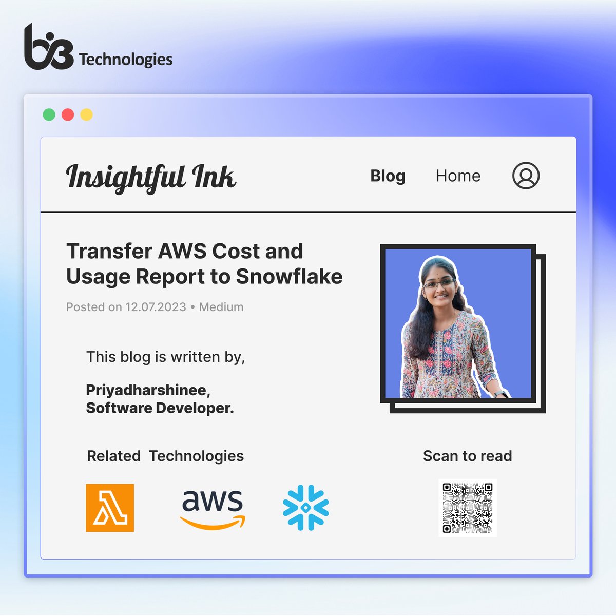 Bi3Technologies's tweet photo. Frustrated with limited insights?
Seamlessly load your AWS cost and usage report into snowflake and transform your data.
Lets explore the solution unveiled by our Techie Priya.

Read the post here: https://t.co/Nn6ek643UE

#AWS #Snowflake #DataExtraction #Cost #BI3Technologies https://t.co/InmiPkZJA7