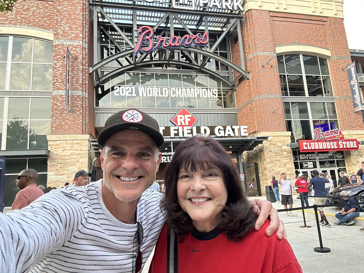 Love this pic w/ my mom  @Truist @truistpark Thank you @braves for an unforgettable season! I had a blast watching you smash records, rip dingers, steal bags & be, to me, the best team in baseball.  Pitchers & catchers report soon enough!
Let’s get em next year!
#AsOneAtl #Braves