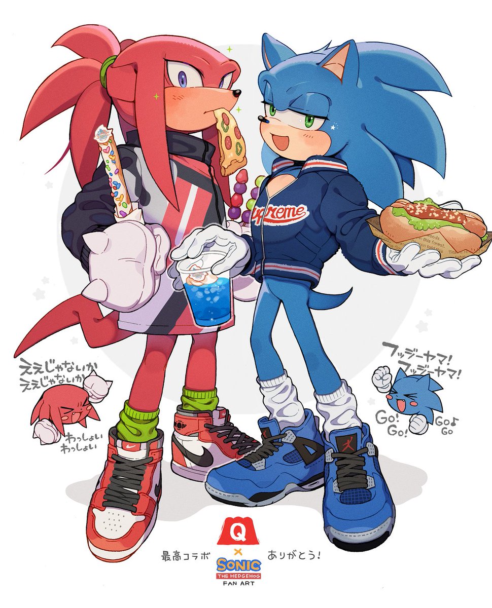 ソニック 「最高コラボ#SonicTheHedgehog #ソニかつ 」|ろくろ/rokuro💙❤️🌈のイラスト