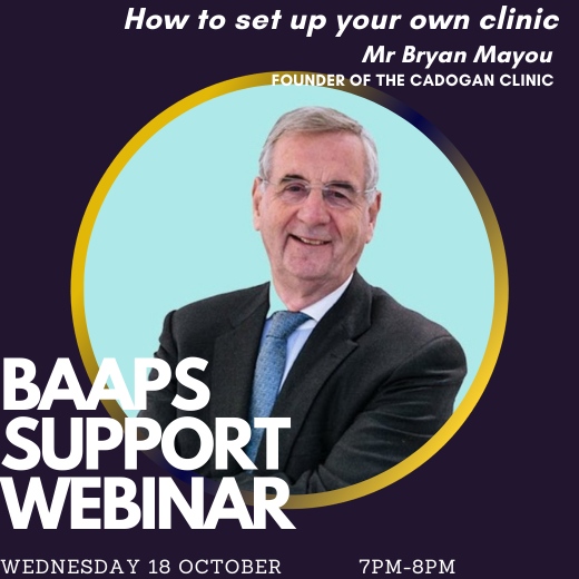 HOW TO SET UP YOUR OWN CLINIC Covering, but not limited to: CQC Requirements, Regulations, Financial Viability, Risks, Why Clinics Fail, Staffing and Pros & Cons of Clinic Ownership. Click here to register: baaps.org.uk/about/events/1…