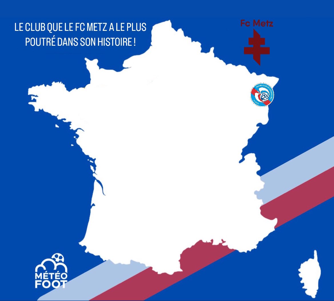 🥺 La médiocrité des Alsaciens bien représenté ici..

..SI votre CLUB est PRÉSENT sur cette carte c'est qu'il est le club que le @FCMetz a le plus POUTRÉ dans son HISTOIRE !

Source : @MeteoFoot

#FCMetz #RCSA #RCStrasbourg #FCM #RCSA #TeamFCMetz #TeamRCSA