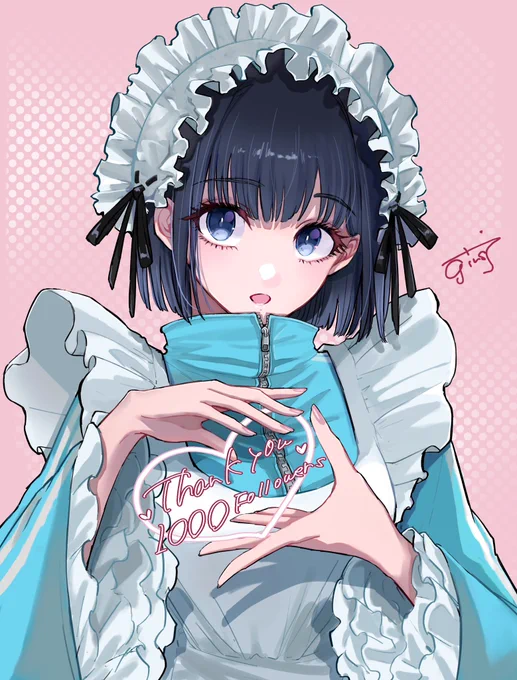 フォロワー様1000人突破ありがとうございますジャージボブメイドさん #創作イラスト