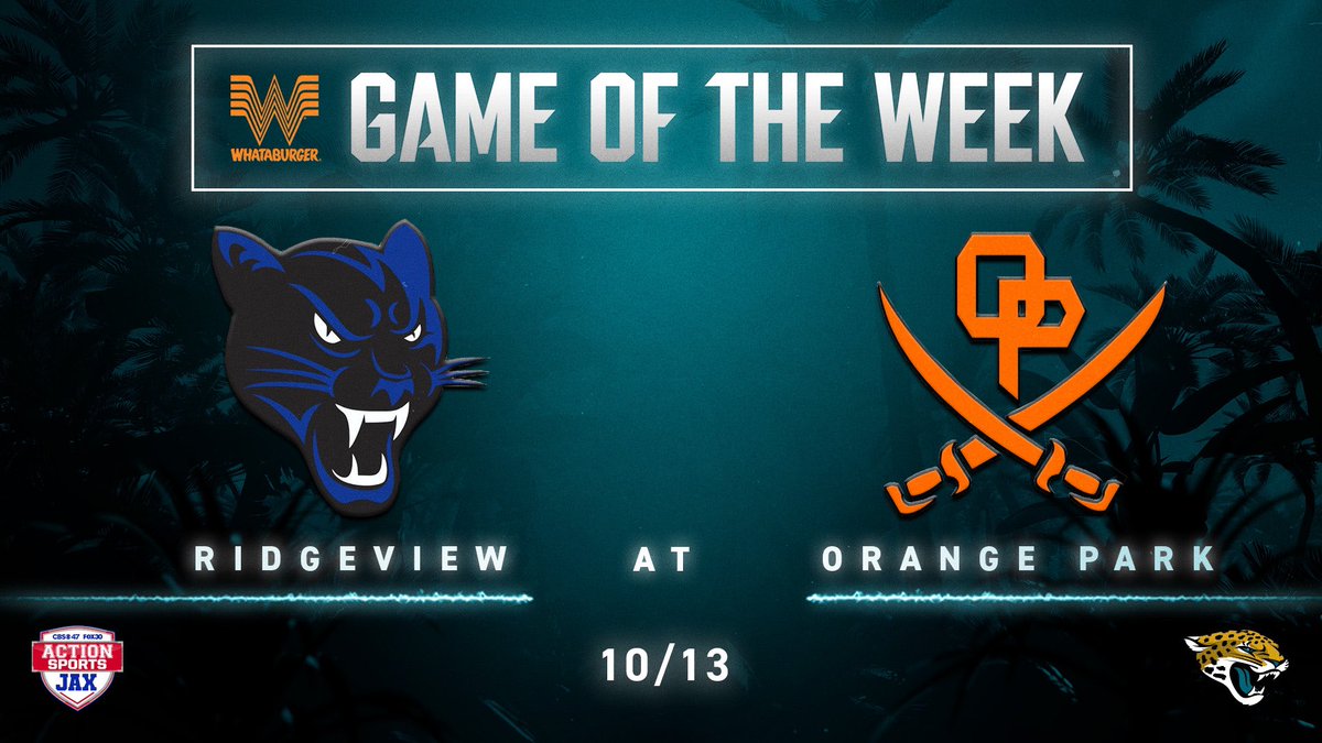 🚨@Whataburger Game of the Week🚨 @RidgeviewFb 🆚 @OPHS_FB ⏰ 7PM 🗓️ Friday, October 13th 📍@OPHS_FB @Jaguars | @ActionSportsJax