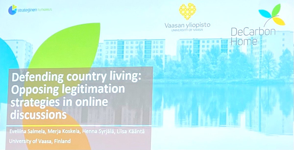 Defending country living 🌲🏡  Timely research by <a href="/EveSalmela/">Eve J.M. Salmela</a> and <a href="/MeKriKo/">Merja Koskela</a> on legitimation strategies in Finnish newspapers <a href="/2023Adda4/">ADDA4_2023</a> - climate action threatening rural lifestyle, leading to legitimation strategies: more ecological, better leisure, lower carbon footprint #ADDA4