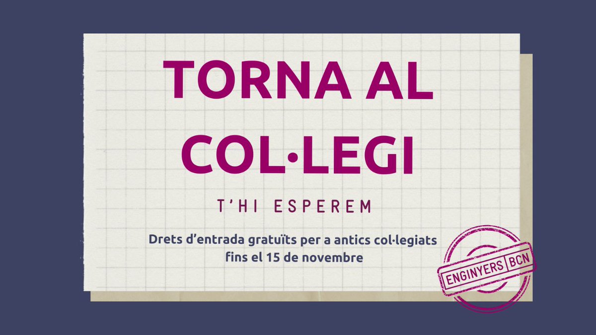 Et trobem a faltar! Si ja has estat col·legiat amb nosaltres, t'oferim una promoció perquè puguis continuar la teva carrera amb força!  📆De l'1 d'octubre al 15 de novembre   ℹ️Més informació: enginyersbcn.cat/collegiat/prom… #ENGINYERSBCN