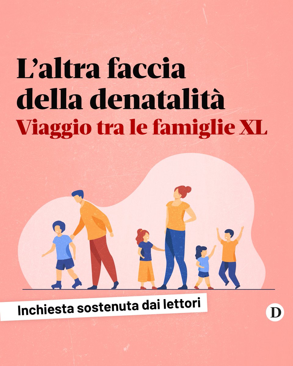 DomaniGiornale's tweet image. Nell’Italia delle culle vuote c’è ancora chi di bambini ne fa tanti: 1 famiglia su 100. Nella nostra inchiesta sostenuta dai lettori sulla #natalità raccontiamo le difficoltà delle famiglie XL.

Puoi contribuire anche tu alle prossime puntate!👇

bit.ly/3LVFxdp