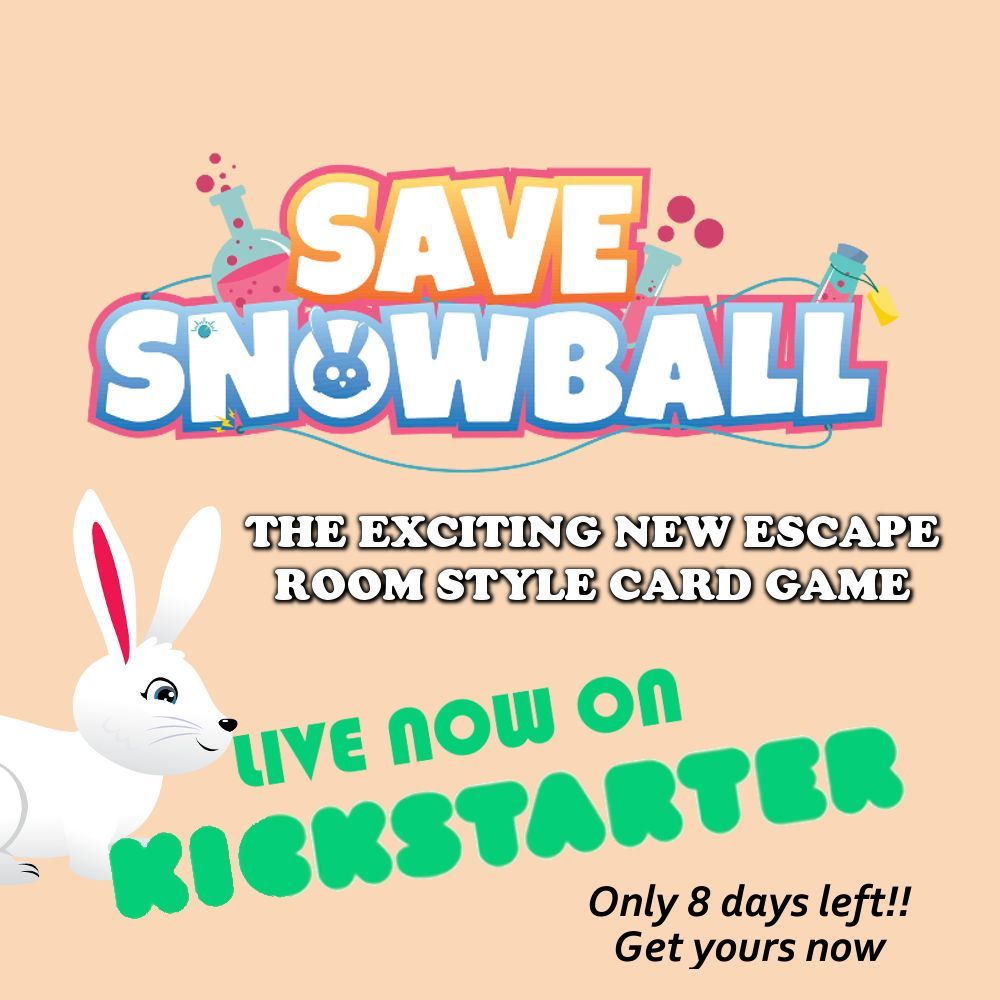 We're coming up on the final week to back your copy of Save Snowball. Will you be able to rescue your bunny and have a happy ending for Snowball? #SaveSnowball #escaperoomgame #puzzles #boardgames #puzzles #rabbitsofinstagram #kickstarter