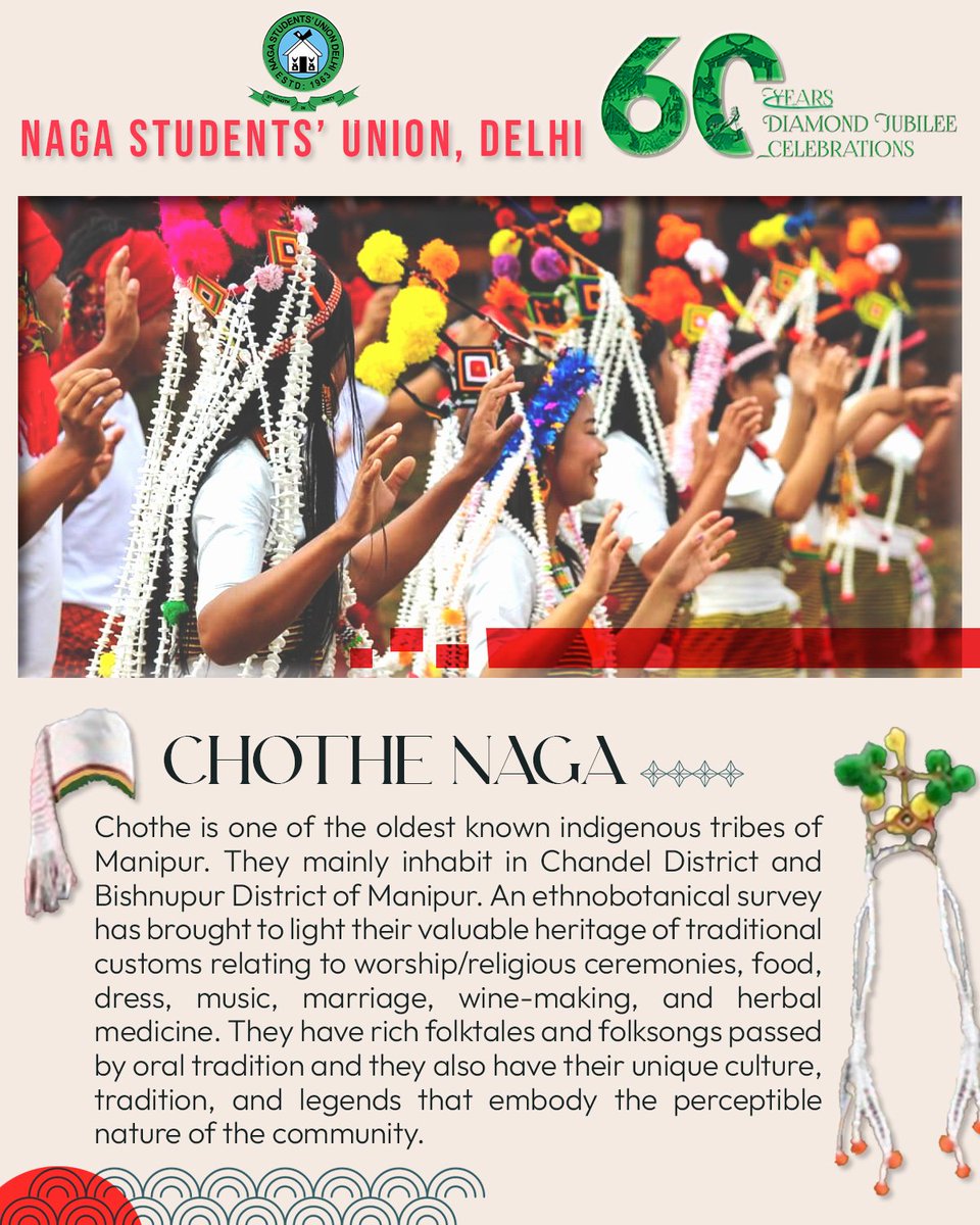 CHOTHE NAGA:
Chothe is one of the oldest known indigenous tribes of Manipur. They mainly inhabit in Chandel District and Bishnupur District of Manipur. An ethnobotanical survey has brought to light their valuable heritage of traditional customs relating to worship/religious