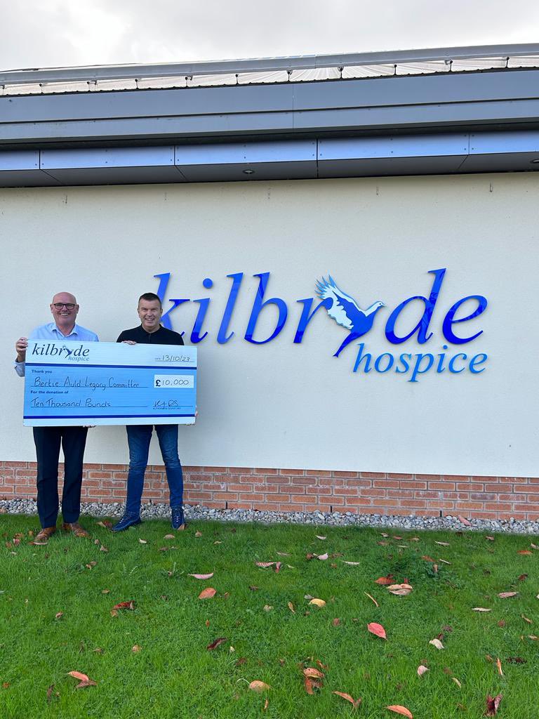 We were delighted to make a visit to @KilbrydeHospice and make a donation of £10,000. A massive thank you to everyone who continues to support the Bertie Auld Legacy.