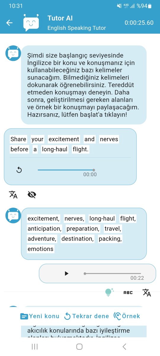 TutorAIApp's tweet image. İngilizce konuşma eğitmenimizi denemek için, hemen uygulamanızı güncelleyin! 😊

Android: play.google.com/store/apps/det…

iOS: apps.apple.com/us/app/tutor-a…