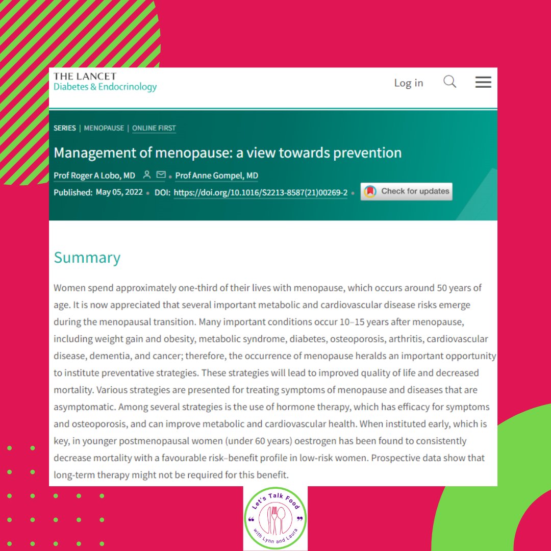 Lancet paper on menopause:

Education, support, and access to treatments for menopausal symptom relief and prevention of later-life chronic diseases must be available to all women.

thelancet.com/pdfs/journals/…

#CPD #evidence #alwayslearning #reflectivepractice