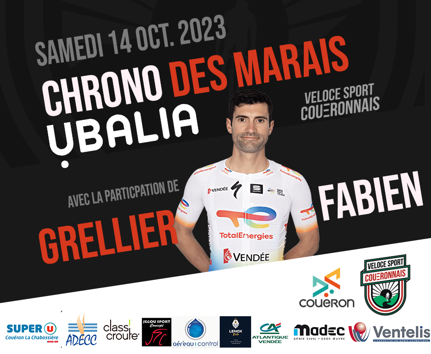 VSCoueron's tweet photo. Demain nous l'aurons l'honneur d'accueillir Fabien Grellier sur la liste de départ du Chrono des Marais Ubalia 2023

@ventelis @JegouSport #adecc #classcroute #madec @ubalia #aerocontrol #lenoxpub https://t.co/lnMurPJlmj