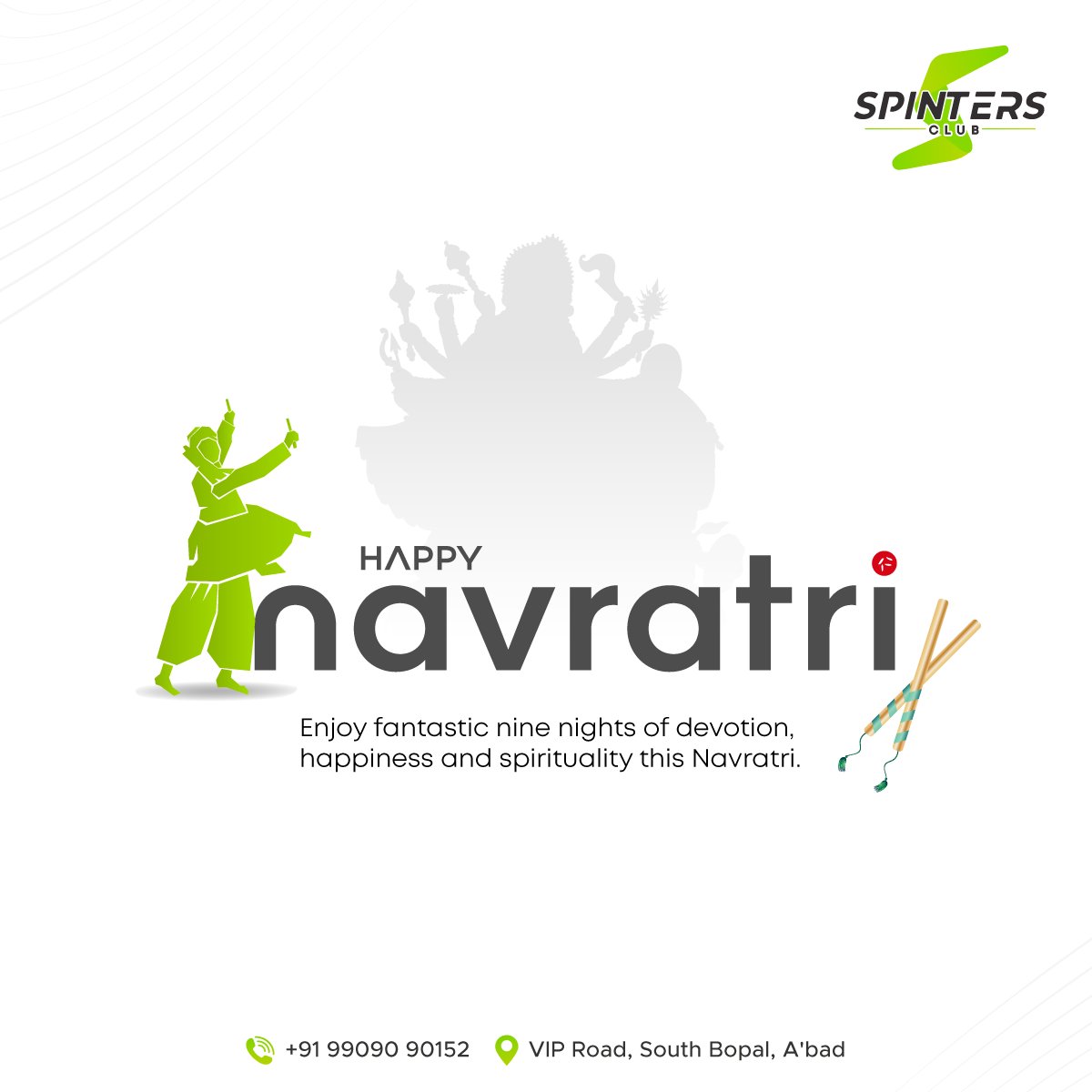 Spintersclub's tweet photo. Happy Navratri!
Enjoy fantastic nine nights of devotion, happiness and spirituality this navratri. 

#HappyNavratri #Navratri #NavratriFestival #Navratri2023 #SpintersClub https://t.co/ml7ajQJfhf