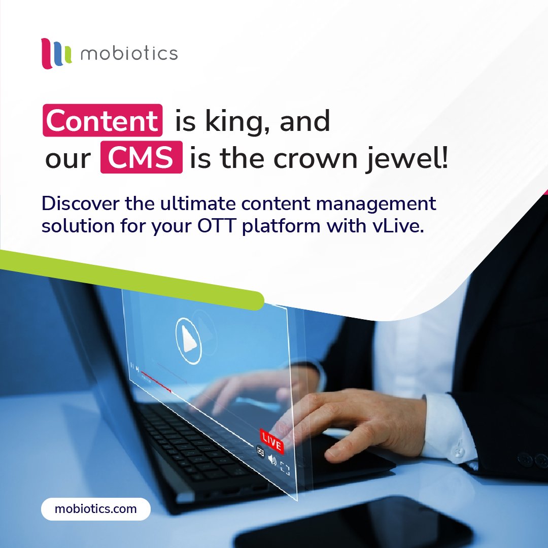 mobiotics's tweet photo. vLive, an end-to-end #SaaS  suite by Mobiotics, is a game-changer for content management. With its feature-rich #CMS , it empowers businesses to create, organize, and deliver content seamlessly. 

#onlinevideoplatform #onlineplatform #videostreamingapp #video #quality #content https://t.co/otUe54rAhb