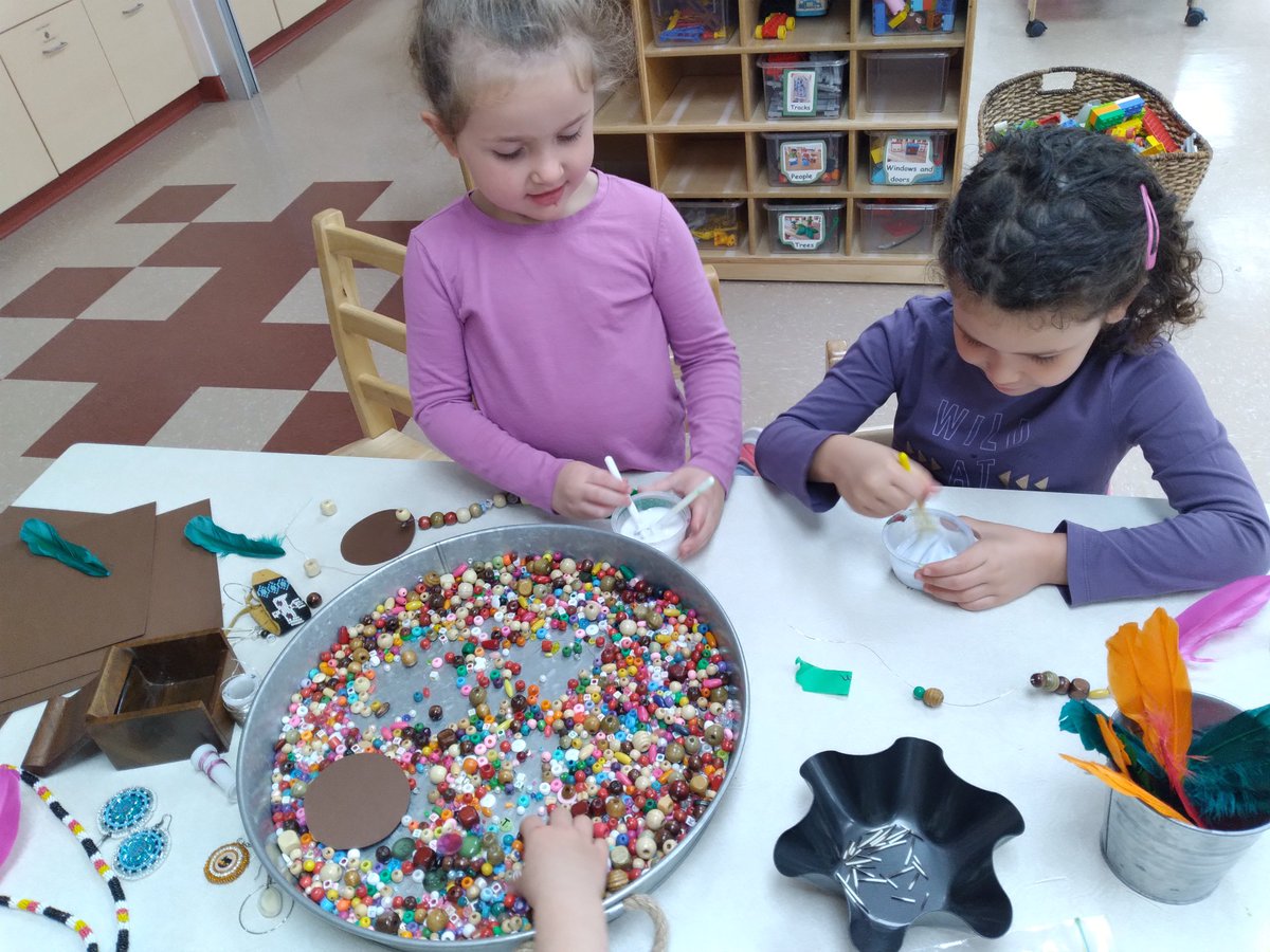 PPMissJenn's tweet photo. The children at CES pre-primary were shown some Mi'kmaq bead art today and invited to make their own Medallions. 
#nspreprimary https://t.co/isavSW3EUY