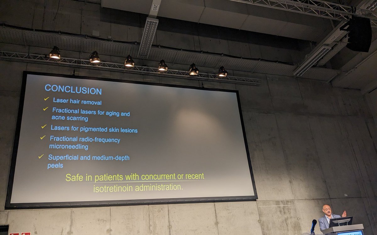 LineMezni's tweet photo. Isotretinoin+ laser , few points to consider : skin dryness :moisture photosensitivity  no problem  unless we are working on photo exposed area ,wounds healing post pone  laser treatment 1 month after stopping isotretinoin @eadv #Laser #isotretinoin https://t.co/a2ld4bYB3Z