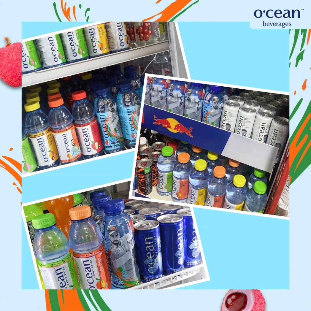 OceanBeverages's tweet photo. Team India is hitting Sixes while Team O'cean is hitting stores near you! 🏏 
Hydrate. Scan. Win! by uploading pictures with O'cean Lively Lychee, tag us, and get the chance to score  exciting O'cean hampers🎉
Now available at your nearest retail store. 

#ScanHydrateWin https://t.co/GhCcMB2k0c