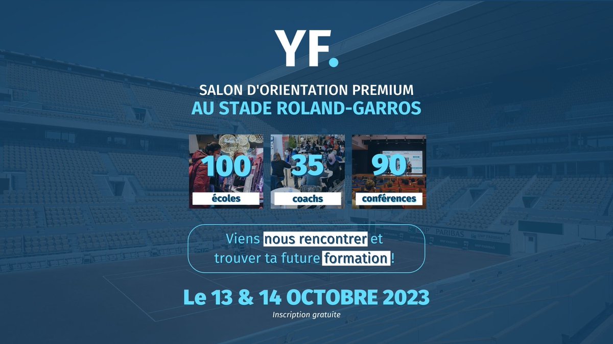Retrouvez nos équipes sur le stand <a href="/ConcoursAvenir/">Concours Avenir</a>  du <a href="/salonyourfuture/">salonyourfuture</a>  à Roland Garros les 13 et 14 octobre