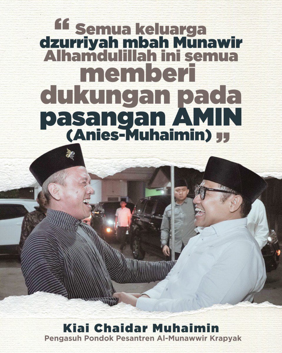 agus_rodif's tweet photo. Para kyai, ulama & pengasuh ponpes mendukung, mendo'akan Gus Imin dilancarkan dlm pendaftaran capres cawapres. Insha Allah memimpin Indonesia, beliau-beliau berpesan agar Anies-Muhaimin menjaga amanah & peduli pd kaum lemah.
#AMINJagaAmanah
#AniesMuhaimin2024
@cakiminNOW
#DPP_PKB https://t.co/7my9wG6HfZ