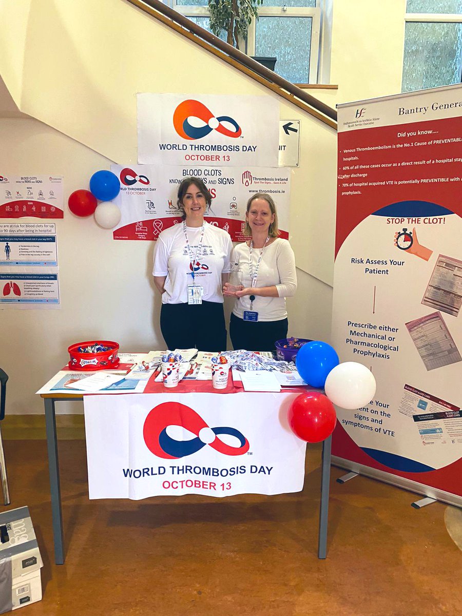 #worldthrombosisday in @BGHsswhg #WTD2023 come meet @a_cute_medANP and @EmerCooke1 who have a stand in the main hall with loads of information on VTE for staff, patients and visitors. Raising more awareness of VTE, especially Hospital acquired. #stoptheclot