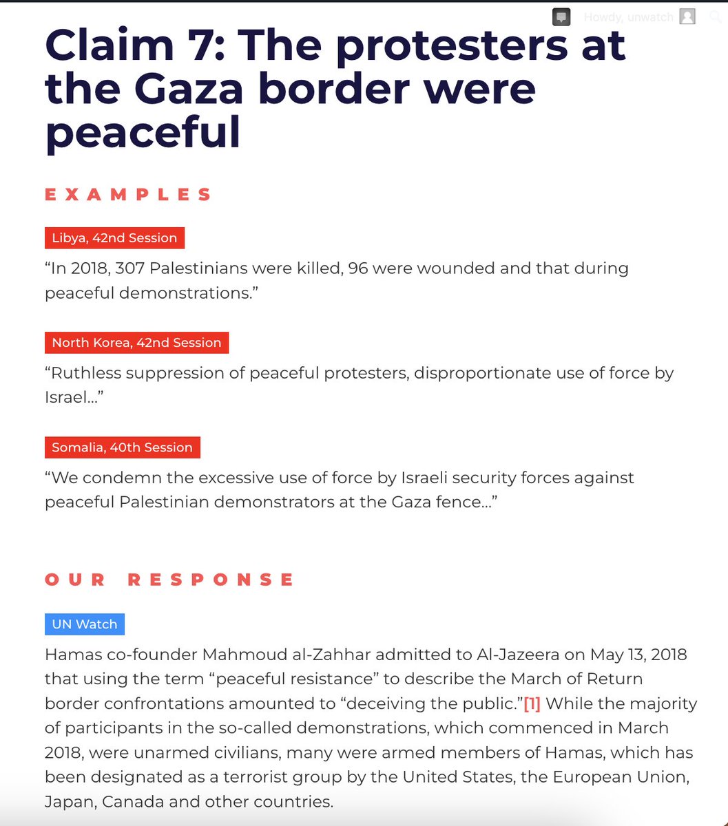 From campuses in the U.S. to the streets of London and Paris, supporters of the Hamas massacre of Israeli families are spreading lies and propaganda. Much of it begins at the UN. We collected 40 such myths — and debunked them. A resource to get the facts: unwatch.org/item7/#claims