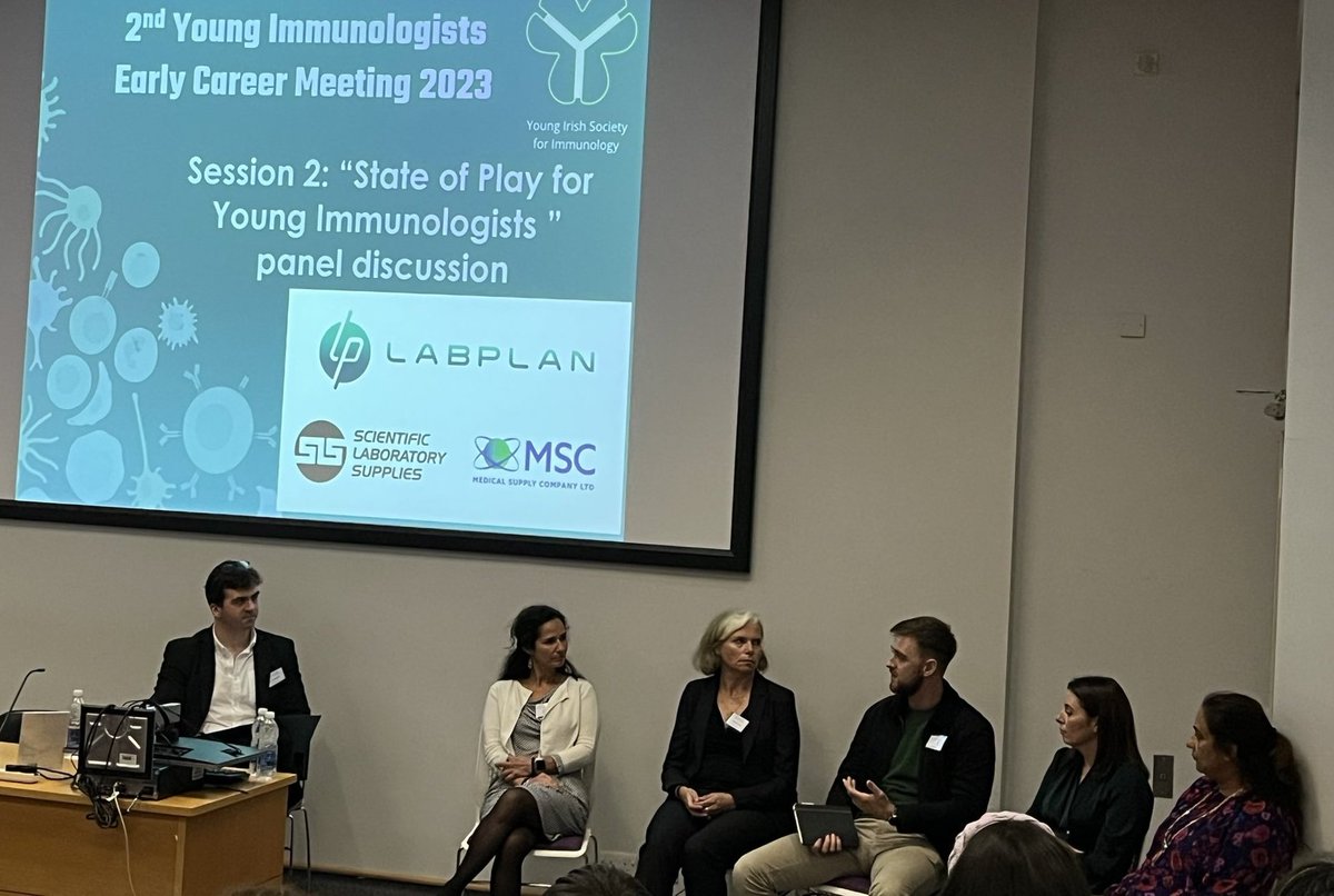 Delighted to join a broad panel on the state of play for young immunologists and ECRs in Ireland  as President of <a href="/PWO_Ireland/">PWO Ireland</a> at the yISI today- carrying the voices of PhDs across the island into an important discussion on the future of Irish Research 

#yisi2023