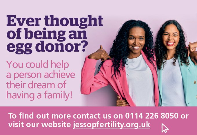 Donating your eggs could help a person achieve their dream of having a family 💜 For more information visit jessopfertility.org.uk or call us on 0114 226 8050 Any questions feel free to message us! Donors will be financially compensated.