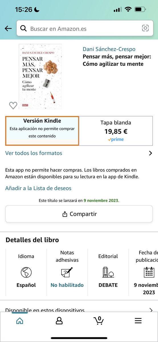 carlosllerandi's tweet photo. @DaniNovarama No hay versión kindle? :( https://t.co/G9UM99hiev