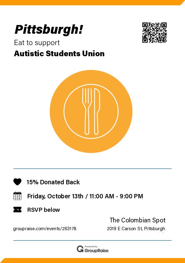 autisticatpitt's tweet photo. -If you don’t have a flyer, never fear! At any given point in time, one of ASU’s officers should be handing out flyers outside the restaurant!
-Alternatively, you can show the cashier the flyer attached to this thread. https://t.co/e210Qy41fM