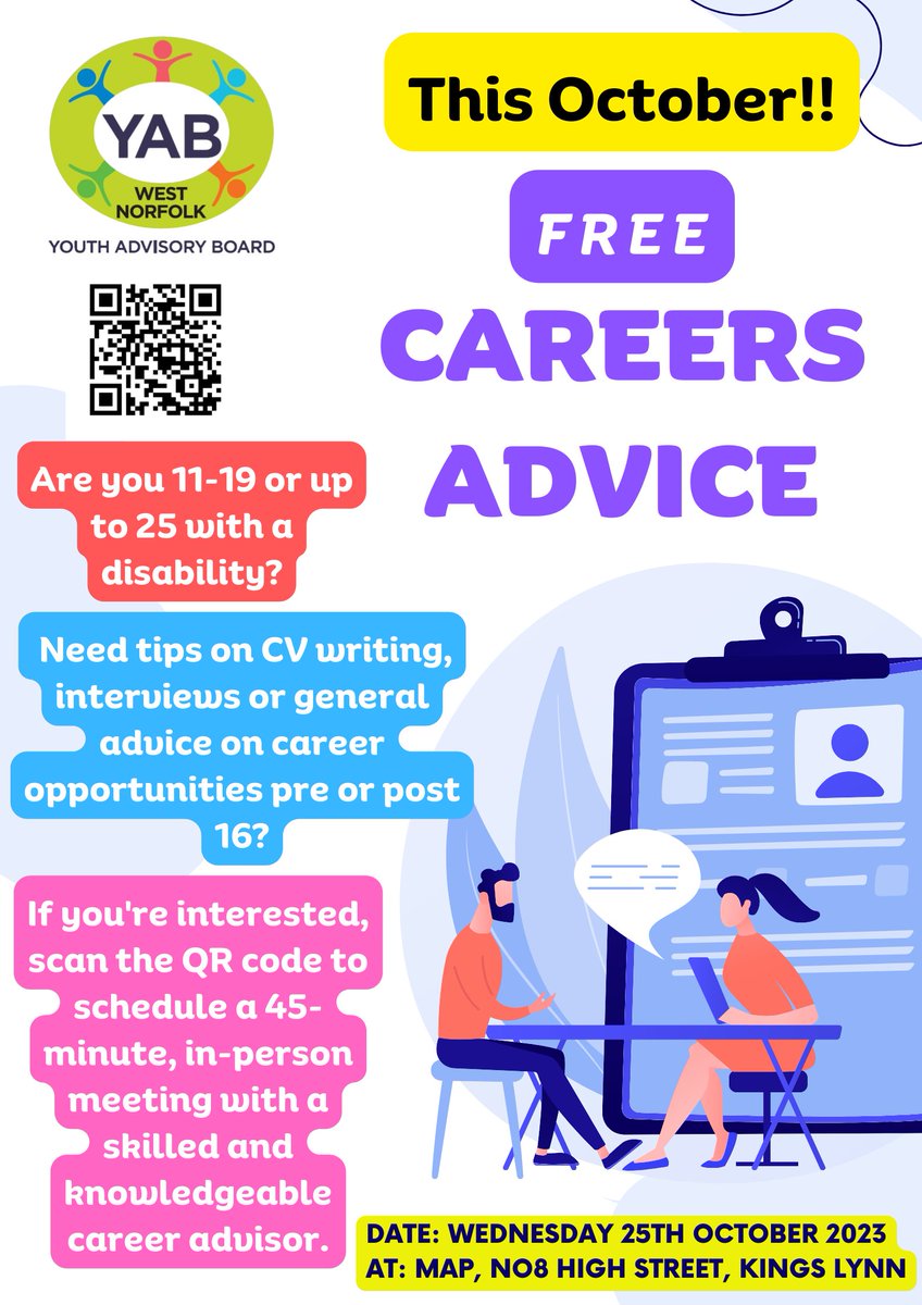 We have spaces available for our Careers Advice Day on Wed 25th October. So please do book on, and have a chat about what your future looks like, practice your interview skills for employment or find out what help there is when going to university! Its completely FREE!