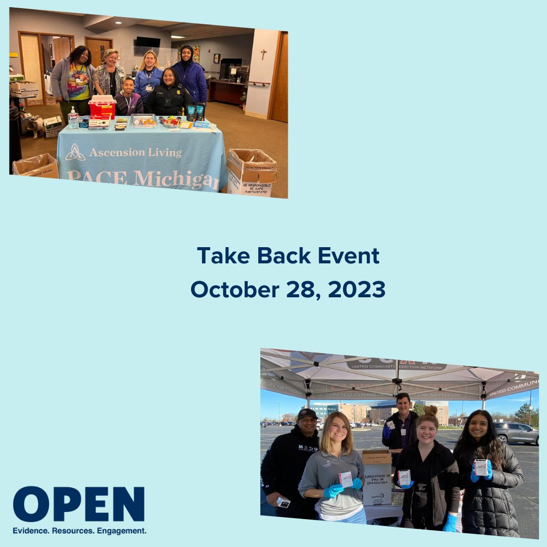 The Fall 2023 Take Back Event is in two weeks! There are plenty of ways to participate, from hosting an event, volunteering at a drop-off site, or turning in unused medications. You can learn how to participate here: michigan-open.org/events/2023-fa… #open #opioidprevention #community