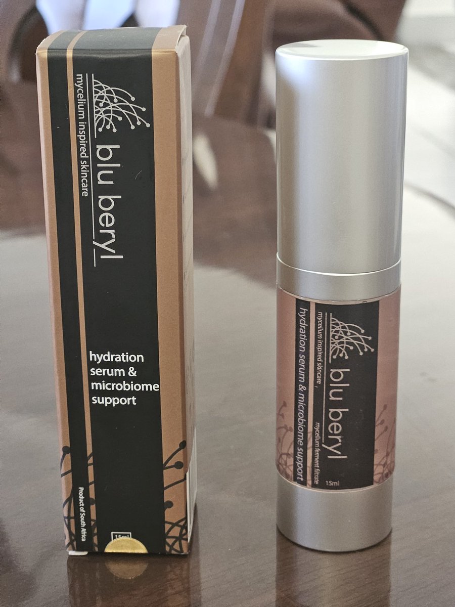 RealDoctorC's tweet photo. Today I had a great discussion about #blockchain records with Sawubona Mycelium - a 🇿🇦 company harnessing medicinal mushroom fermentation to create molecules for the vast skincare industry. This is but one of their many product lines.😊 
#Partnerships 
#STEM #BlockchainForAfrica https://t.co/G9vXg2wj1k