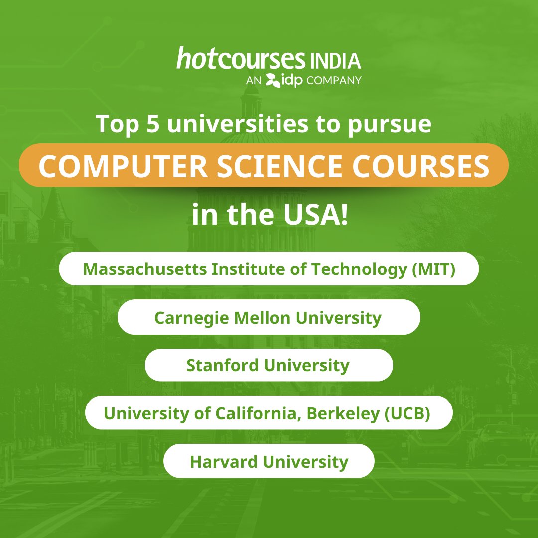 hotcoursesindia's tweet image. Top 5 universities 🎓 to pursue Computer Science🖥️  courses in the USA🇺🇸 !

Apply now to the top universities in the USA @ bit.ly/46AFBrQ

#StudyintheUSA #studyintheusa #StudyintheUS #studyintheus #studyinUS #studyinus #studyinusa #studyinusa🗽 #studyinusa2024