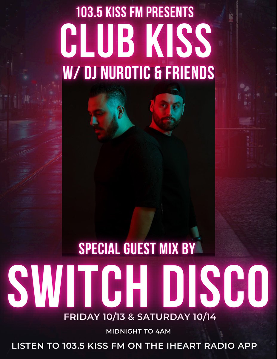 Thanks for listening to #FTDP this morning on @1035KISSFM. Make sure to listen tonight at midnight for #ClubKissChi! We have on special guest DJs @SwitchDiscoUK !