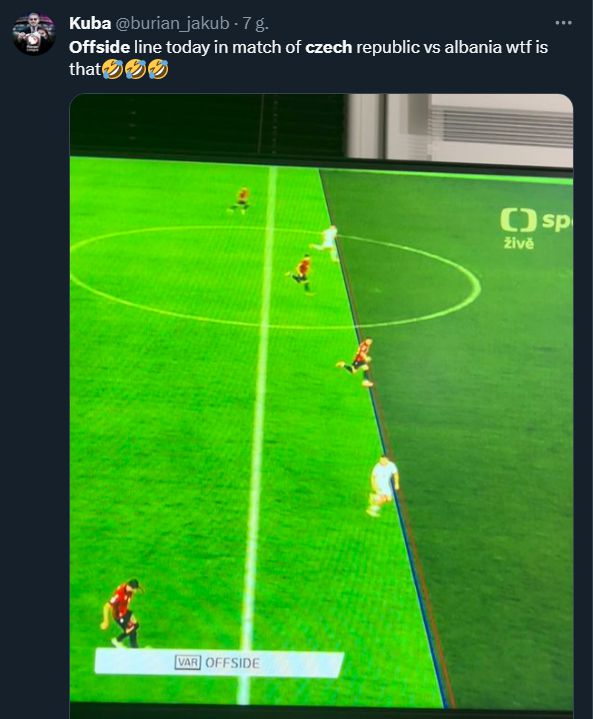 KarolStanicki's tweet photo. VAR z meczu ALBANIA - CZECHY...😂🤣😂
Normalnie to powinno być 4-0  
#ALBCZE https://t.co/PcAkdDdv3p