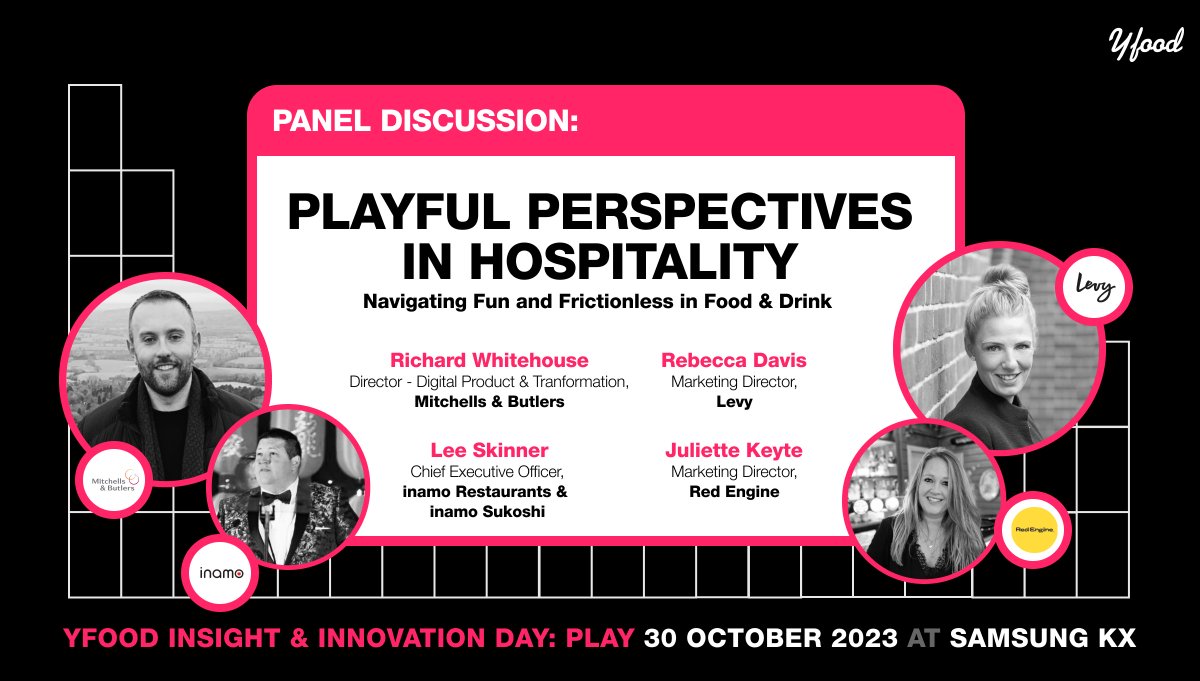 SCHEDULE LIVE! 🙌 Places going fast. Check out the lineup for  YFood Insight &amp; Innovation Day: PLAY @ Samsung KX - 30 October.

Hear from Food &amp; Drink / Food Tech experts including Mitchells &amp; Butler &amp; Levy.

Sign up here 🔗 bit.ly/INI_play