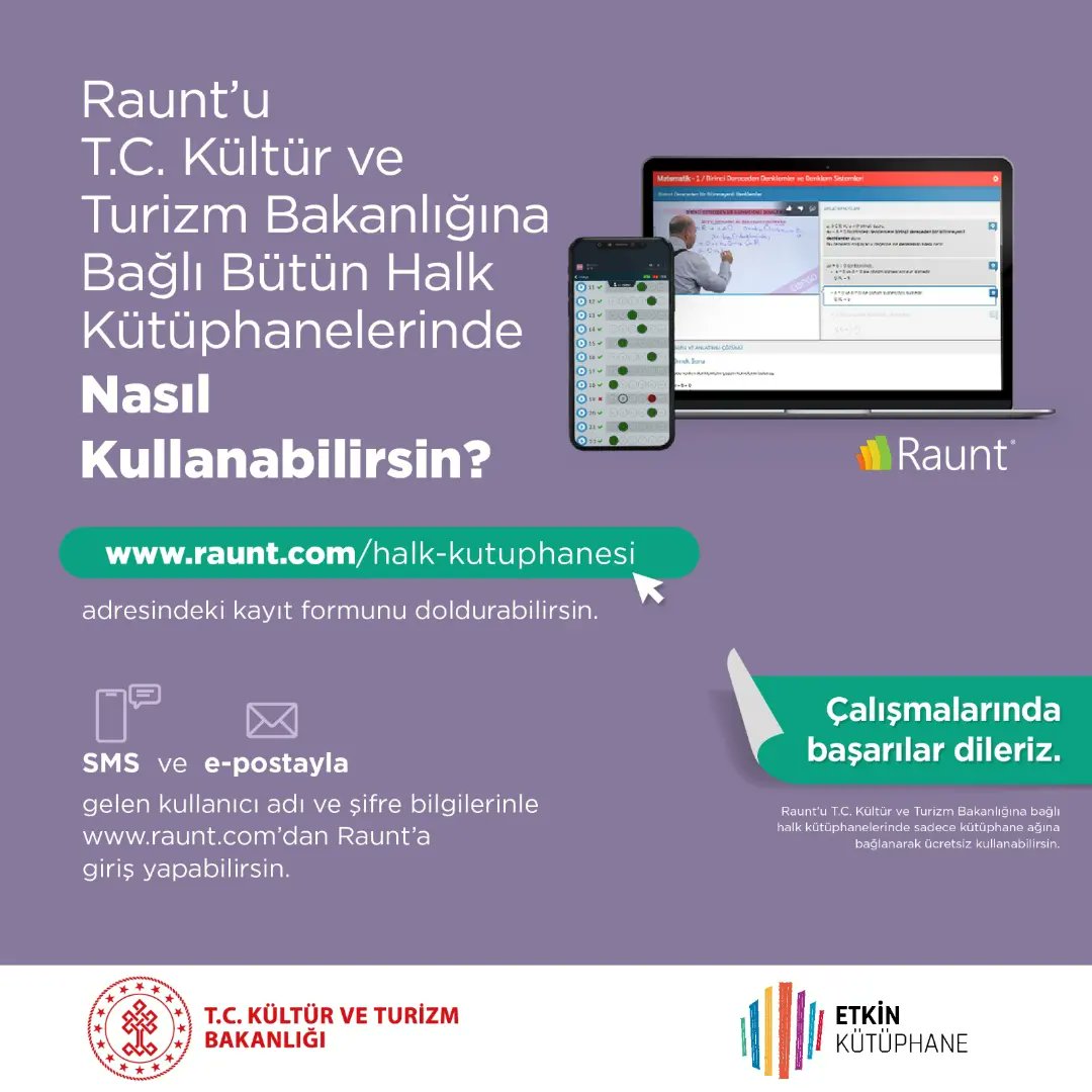 Yeni eğitim öğretim yılında üniversite sınavına hazırlanan gençlerimize güzel bir haberimiz var!

Kişiye özel üniversiteye hazırlık uygulaması Raunt, tüm halk kütüphanelerinde ücretsiz.

Hedefe yönelik özelleştirilebilen yapay zekâ destekli Raunt uygulamasıyla erişebilirsiniz.