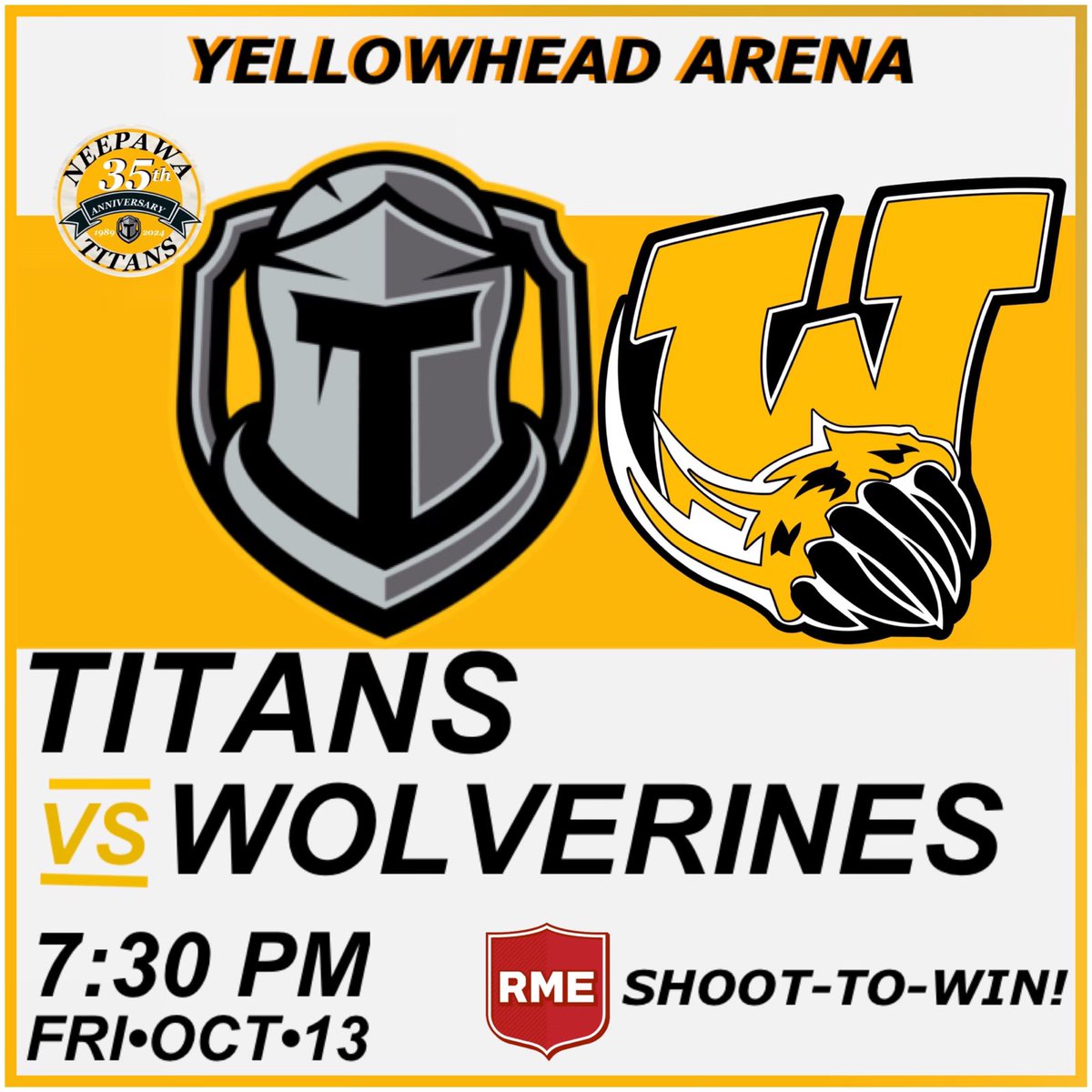 MJHLTitans's tweet photo. ‼️TITANS GAME DAY‼️

The Titans play host to the Waywayseecappo Wolverines tonight. 

Tickets still available at the ticket office. 

🏒@mjhlWolverines 
⏰7:30pm
📺@FloHockey 

#Titanup⚔️       #35years🥅🏒 https://t.co/DjYfkQ9a28