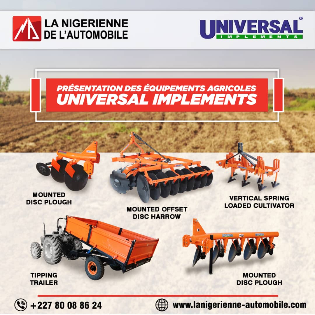 nigerienneauto1's tweet photo. Découvrez les équipements agricoles de pointe de la marque 'Universal Implements', distribués par la Nigérienne de l'Automobile.  Faites nous confiance pour des performances fiables et durables dans tous vos projets agricoles.

 #Agriculture #UniversalImplements #Nauto #Niger https://t.co/thw1OUkNSq