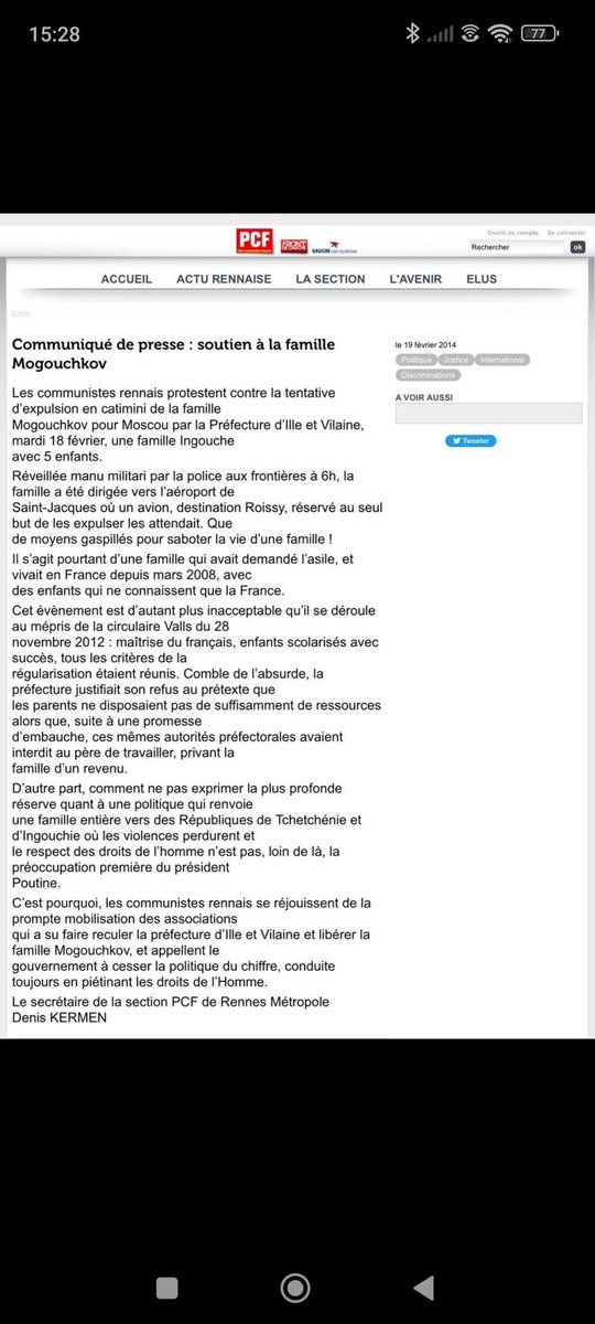 La famille de Mohammed #Mogouchkov, l'assassin d'#Arras, a été soutenu par la gauche #Rennaise lorsque la Préfecture d'#IlleEtVilaine a voulu procéder à leur #expulsion. #Rennes #Bretagne