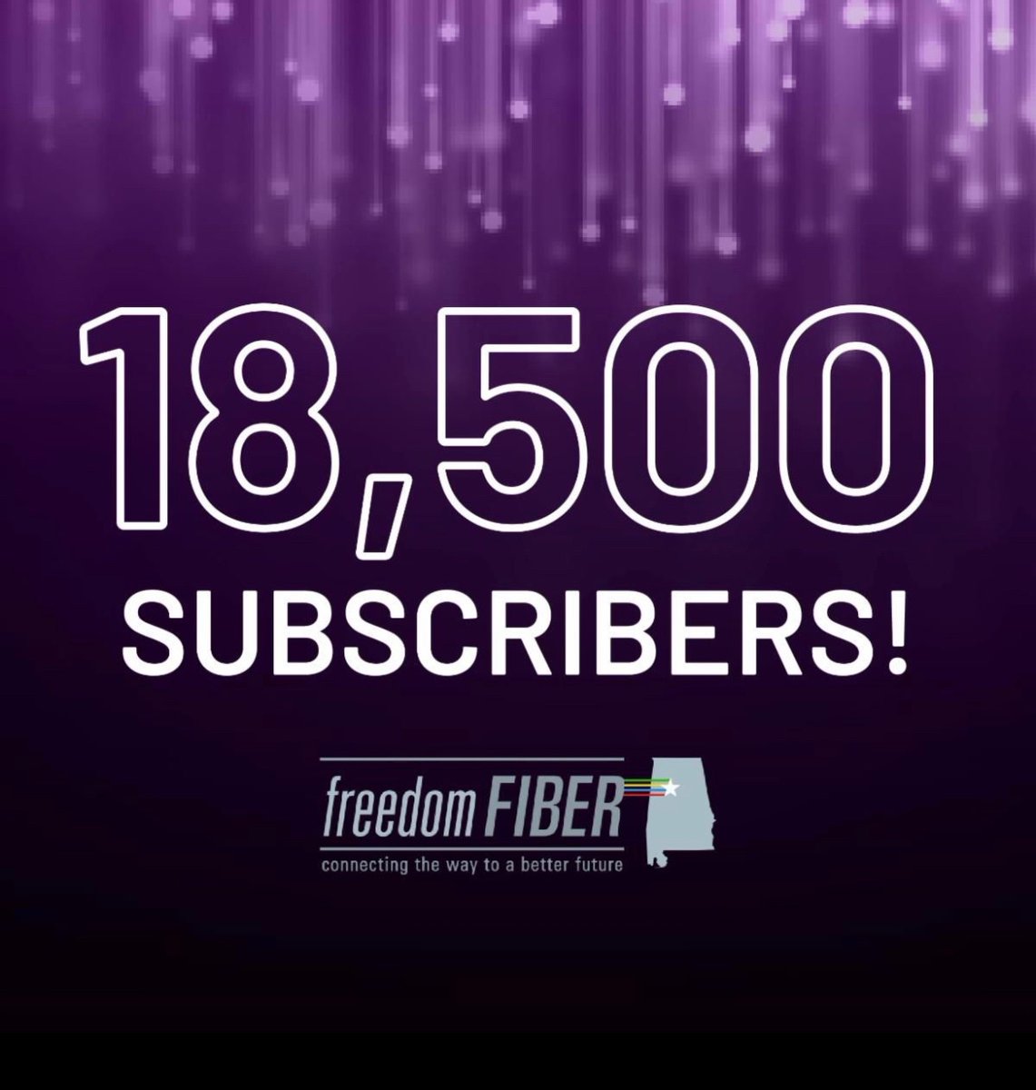 fiberrise's tweet photo. Oh, you thought they we're going to slow their roll? Absolutely not! Freedom Fiber has hit EIGHTEEN-THOUSAND FIVE-HUNDRED SUBSCRIBERS! What a tremendous accomplishment. 🎉 https://t.co/3s8NMOA6Sq